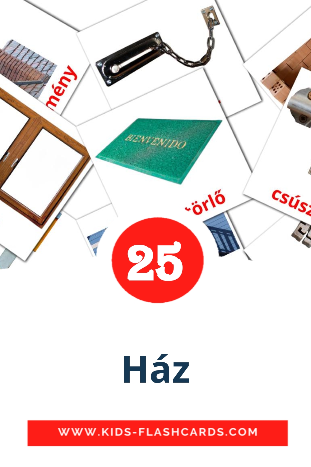 25 tarjetas didacticas de Ház para el jardín de infancia en húngaro