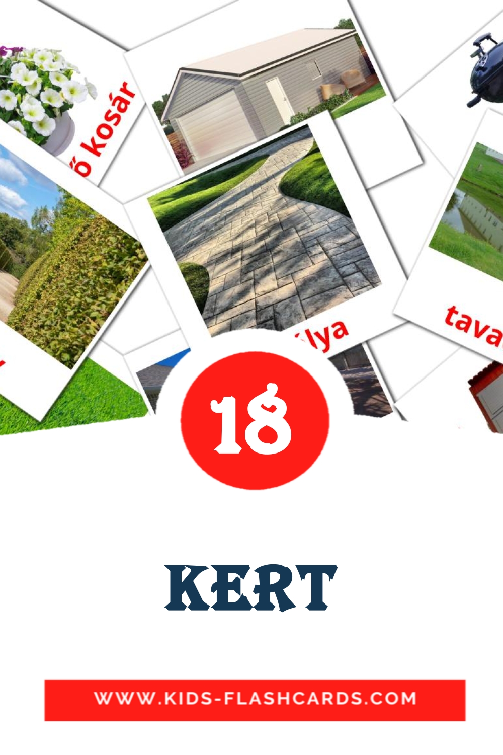 18 tarjetas didacticas de Kert para el jardín de infancia en húngaro