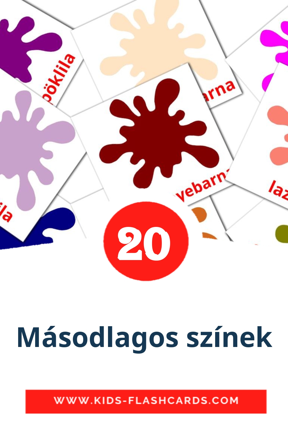 20 cartes illustrées de Másodlagos színek pour la maternelle en hongrois