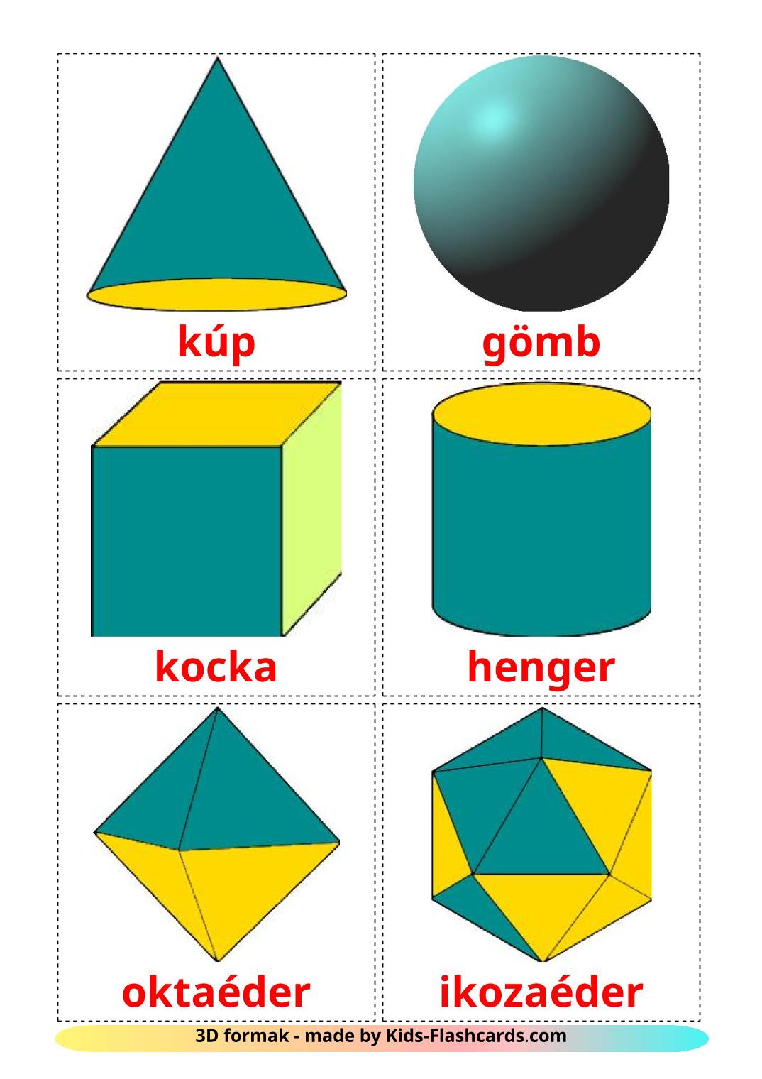 3D Shapes - 17 Free Printable hungarian Flashcards 