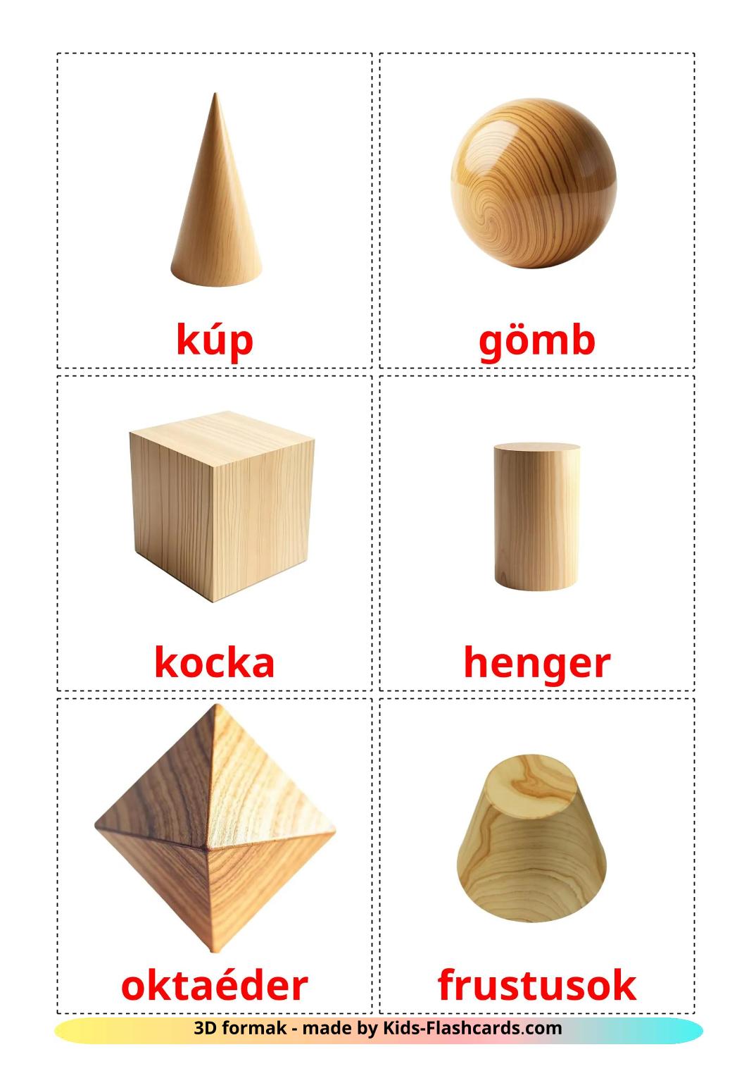 3D Shapes - 17 Free Printable hungarian Flashcards 