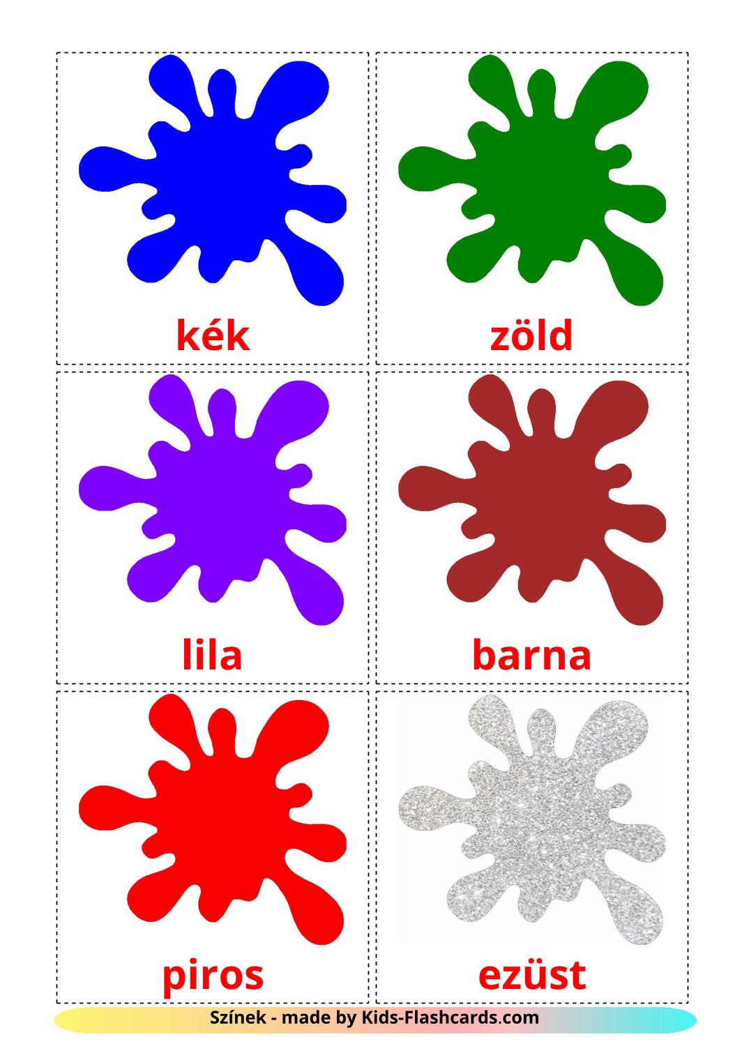Base colors - 12 Free Printable hungarian Flashcards 