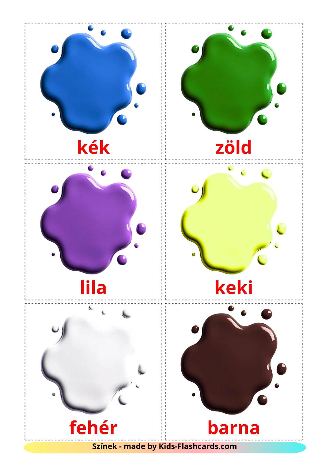 Colors - 21 Free Printable hungarian Flashcards 