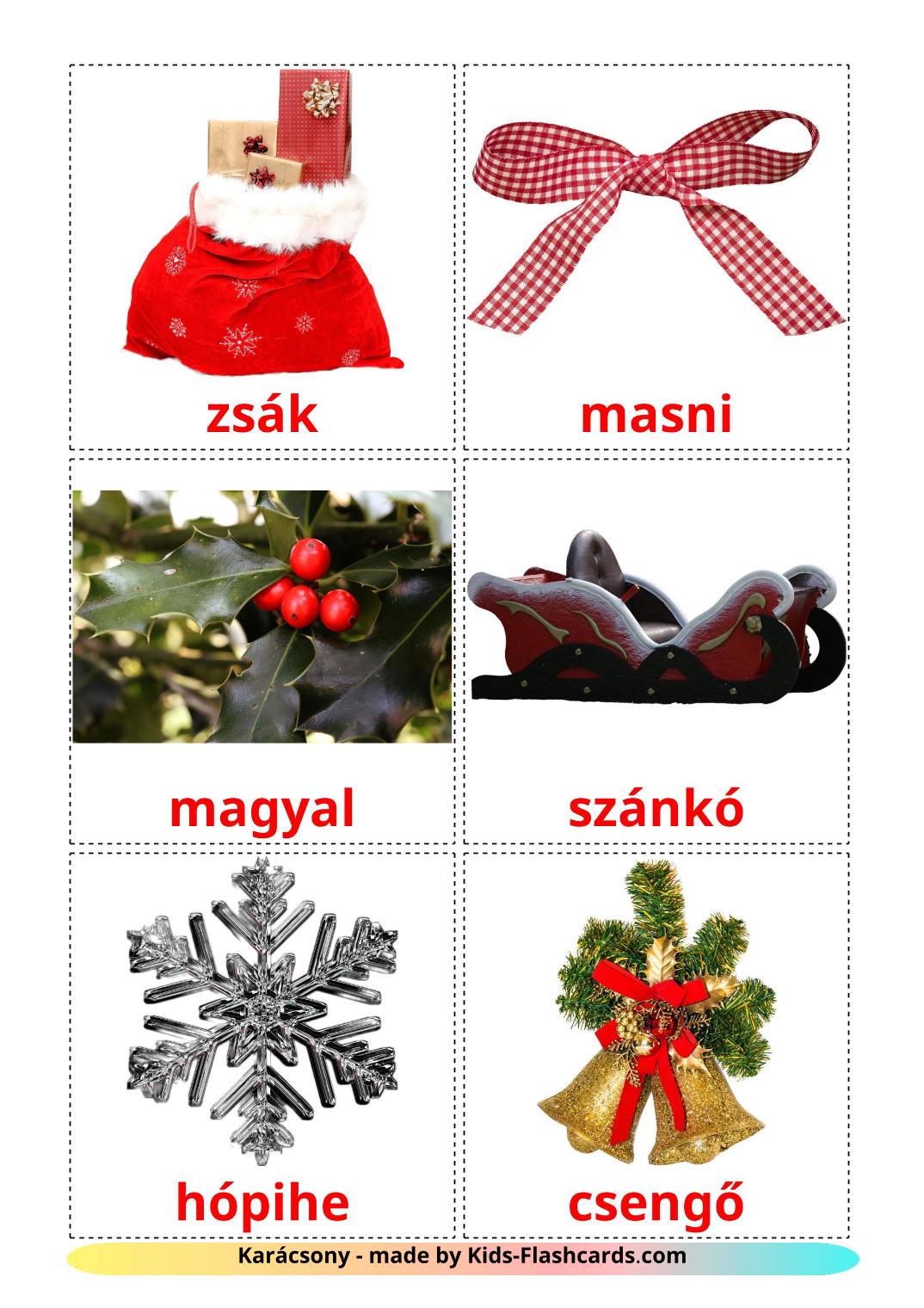 Noël - 28 Flashcards hongrois imprimables gratuitement