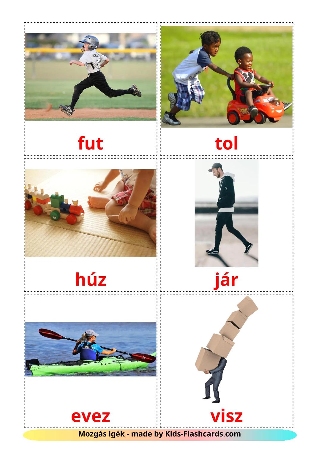 Movement verbs - 20 Free Printable hungarian Flashcards 