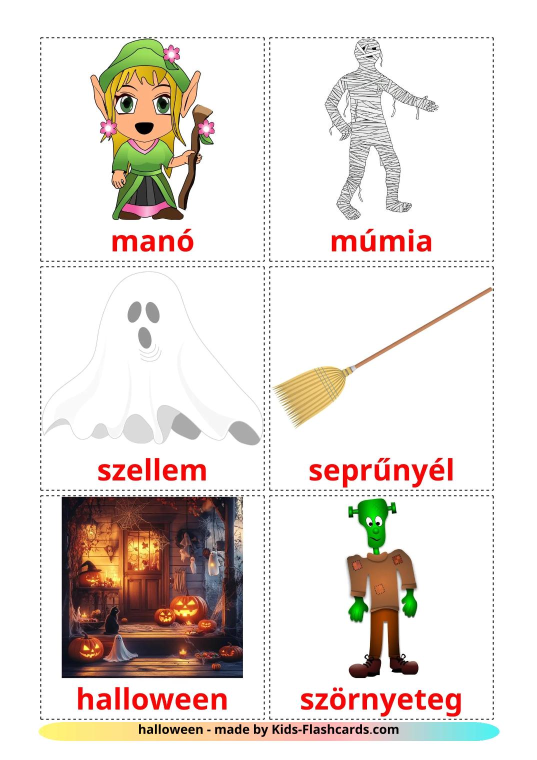 Halloween - 17 kostenlose, druckbare Ungarisch Flashcards 