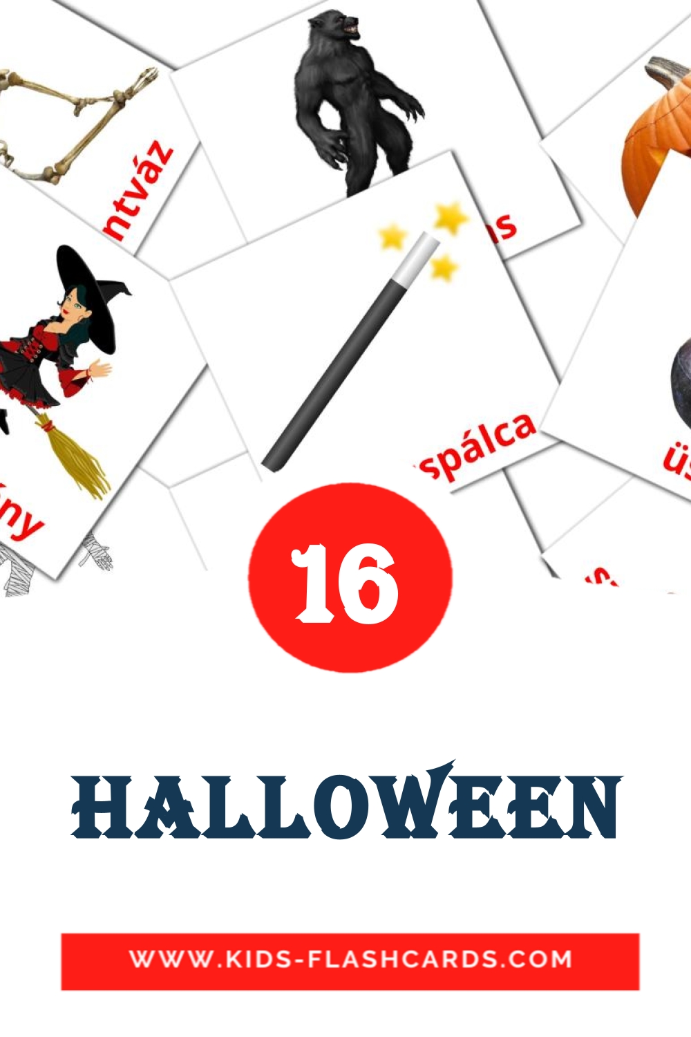 16 halloween Picture Cards for Kindergarden in hungarian