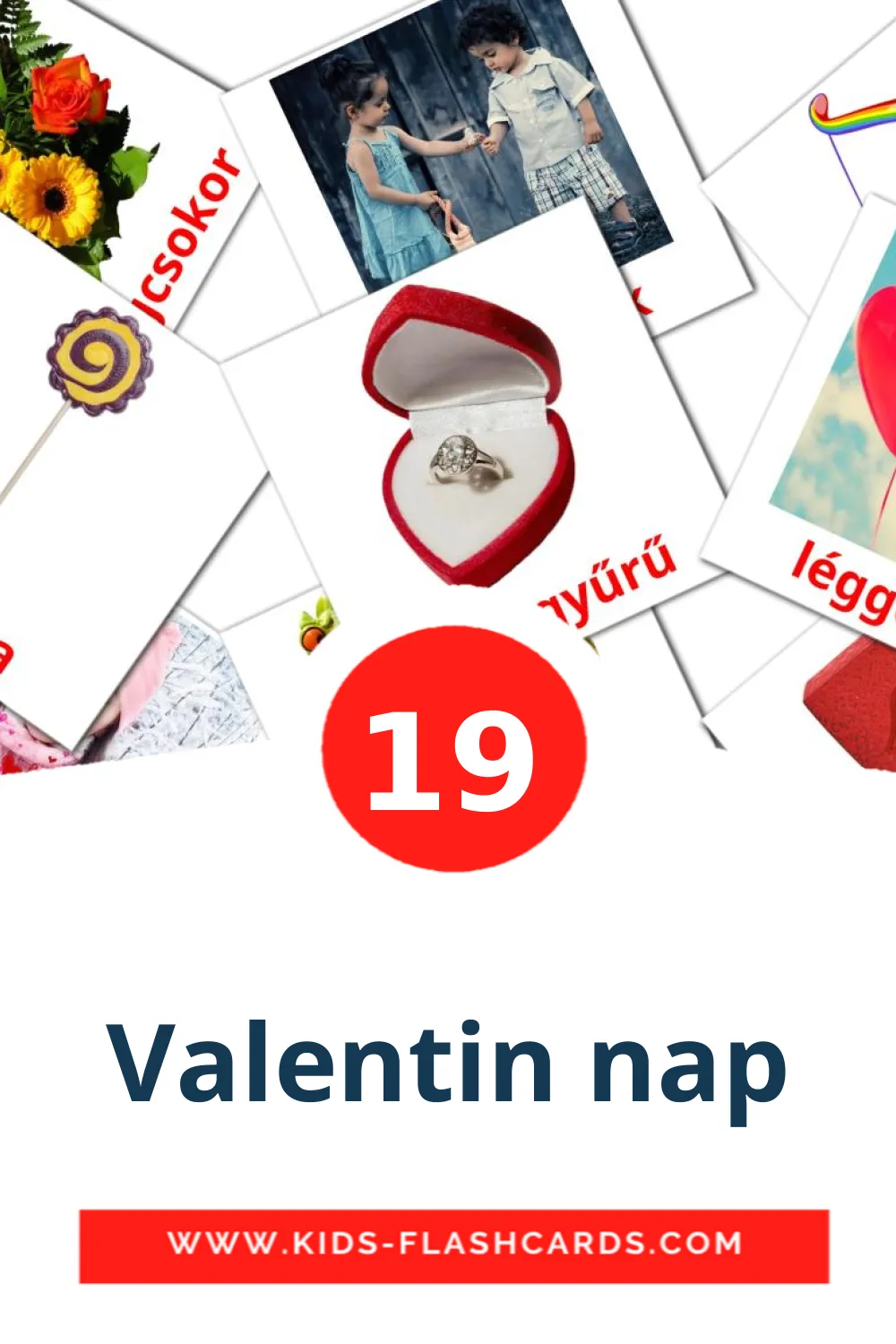 19 tarjetas didacticas de Valentin nap para el jardín de infancia en húngaro