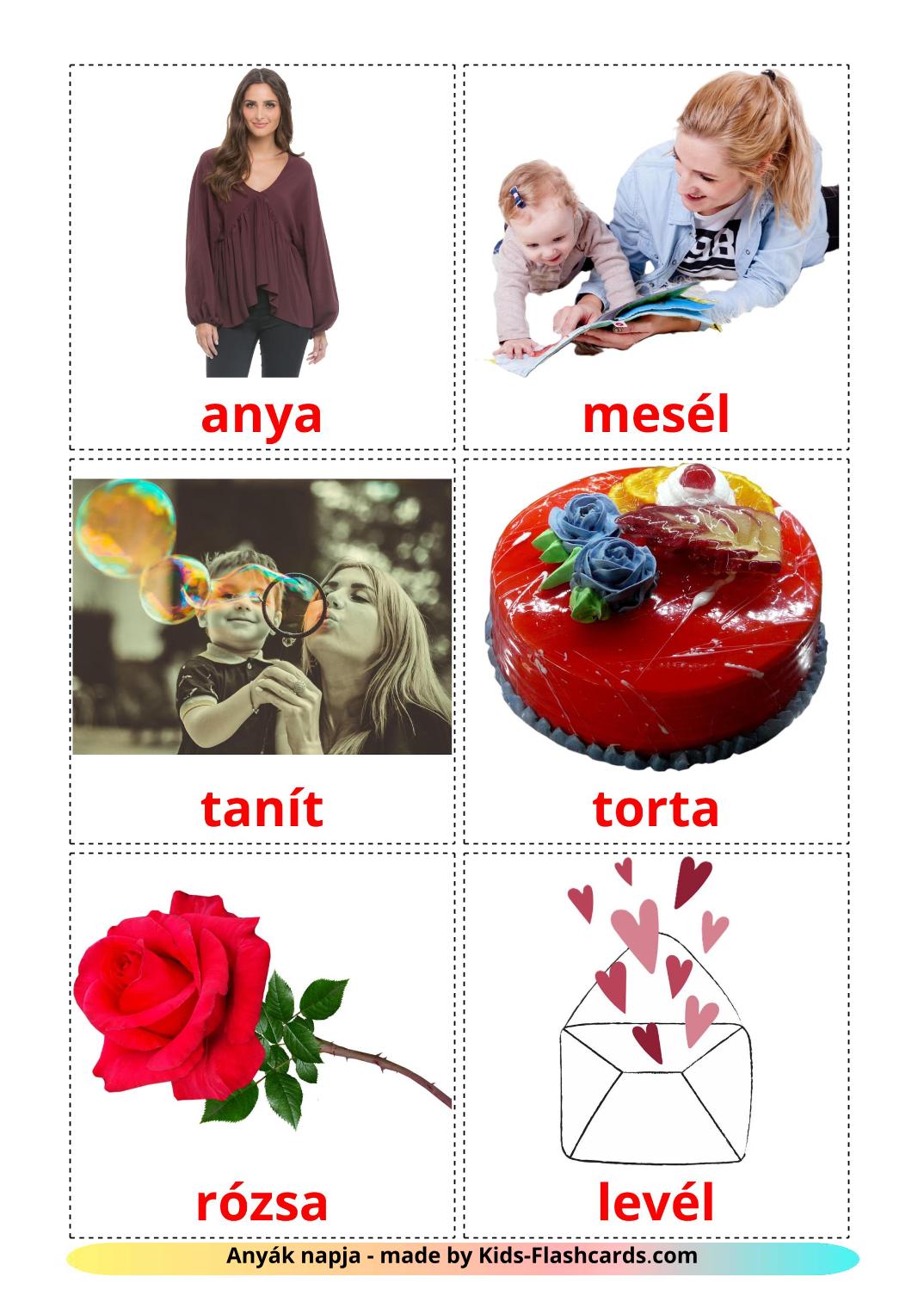 Mother's day - 25 Free Printable hungarian Flashcards 