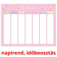 napirend, időbeosztás picture flashcards