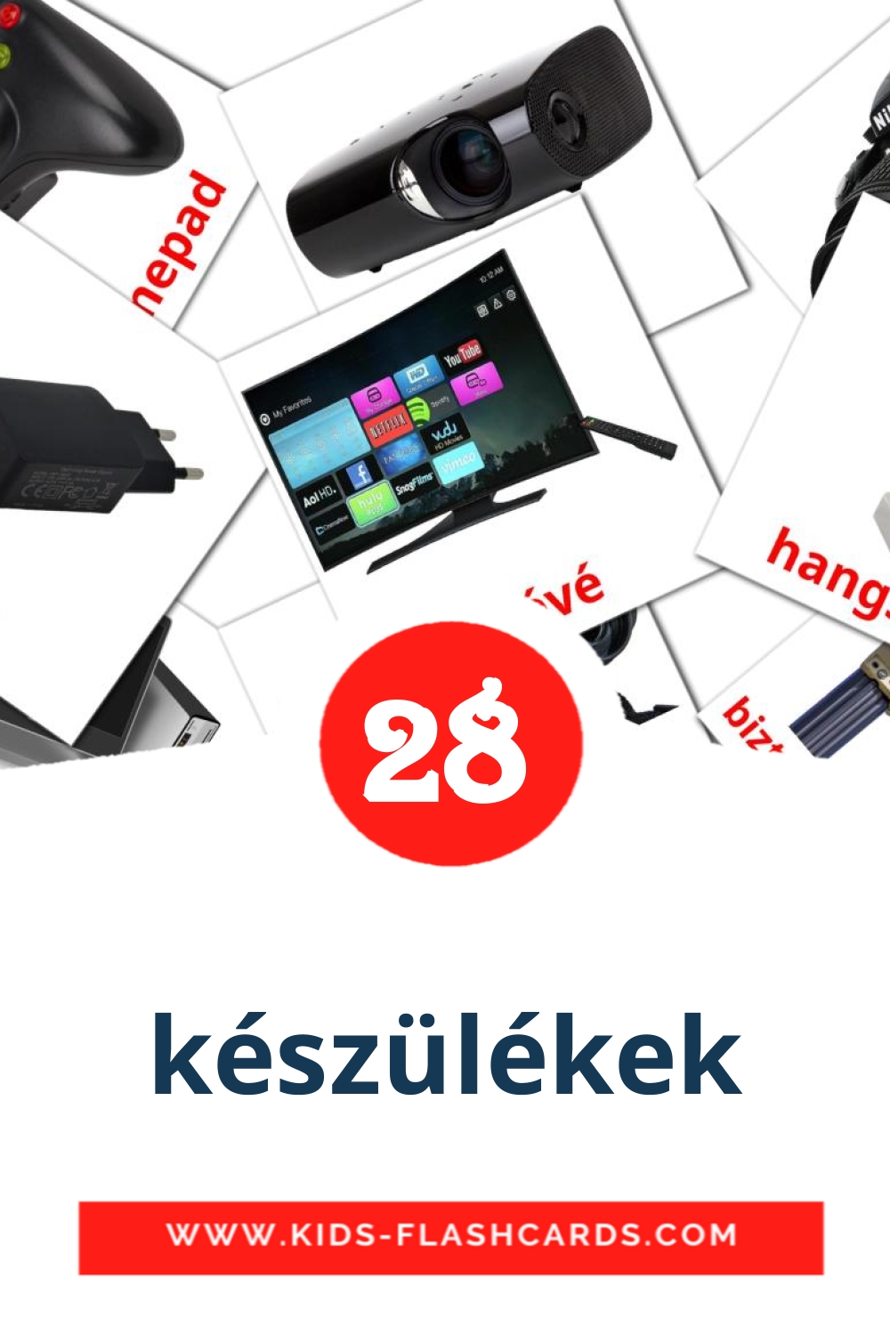 28 cartes illustrées de készülékek pour la maternelle en hongrois