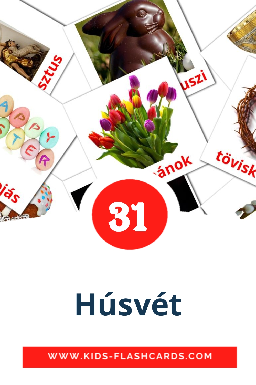 31 tarjetas didacticas de Húsvét para el jardín de infancia en húngaro