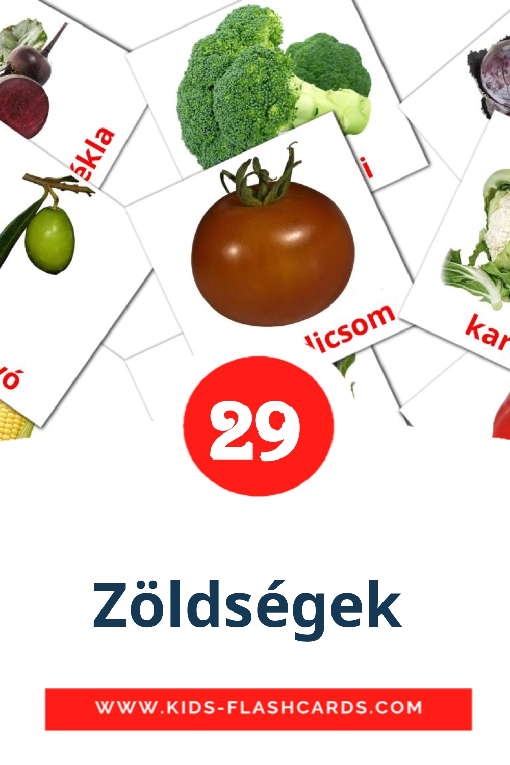 29 tarjetas didacticas de Zöldségek  para el jardín de infancia en húngaro