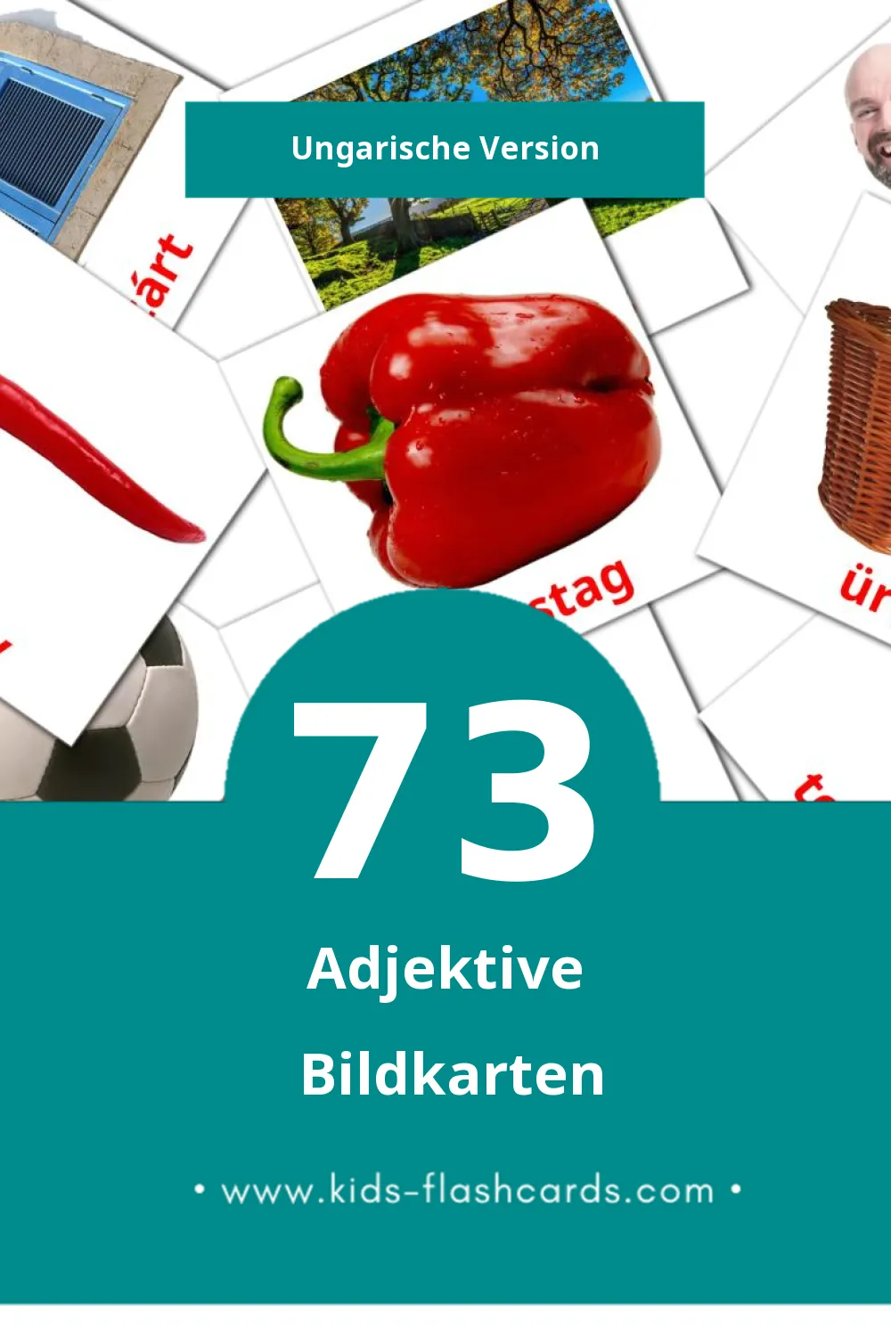 Visual Melléknevek Flashcards für Kleinkinder (73 Karten in Ungarisch)