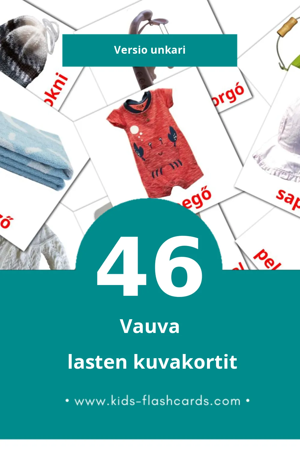 Hungarian (Magyar) lasten kuvakortit pikkulapsille (46 korttia Unkariksi)