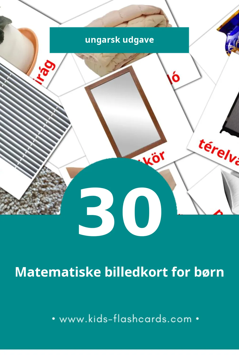 Visuelle billedkort for børn om Hálószoba til småbørn (30 kort på Ungarsk)