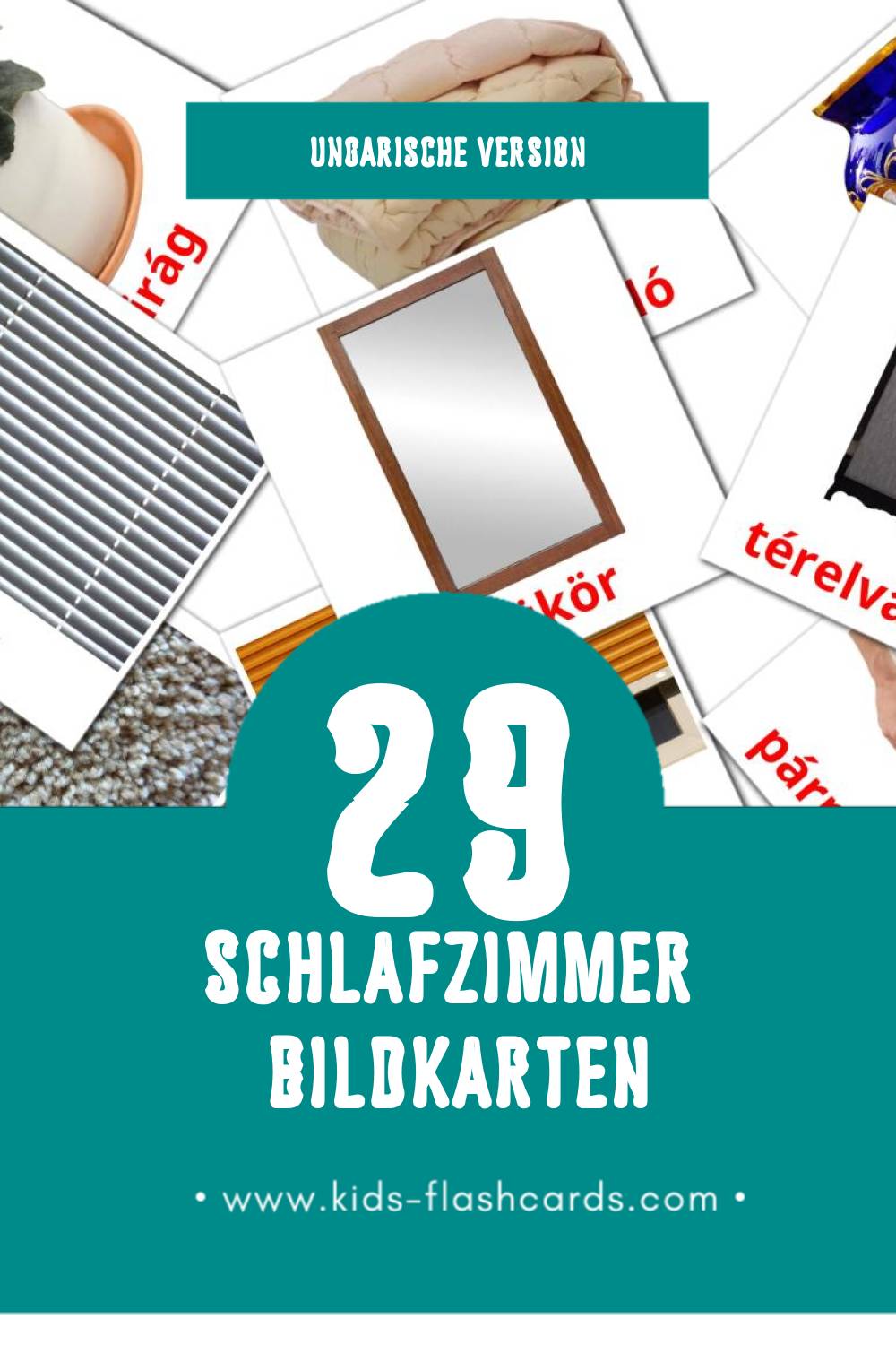 Visual Hálószoba Flashcards für Kleinkinder (29 Karten in Ungarisch)