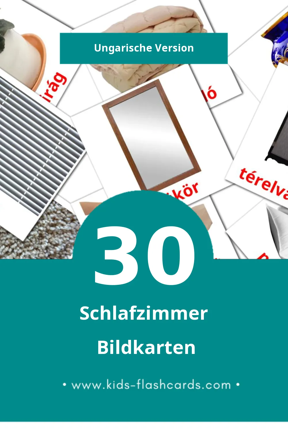 Visual Hálószoba Flashcards für Kleinkinder (30 Karten in Ungarisch)