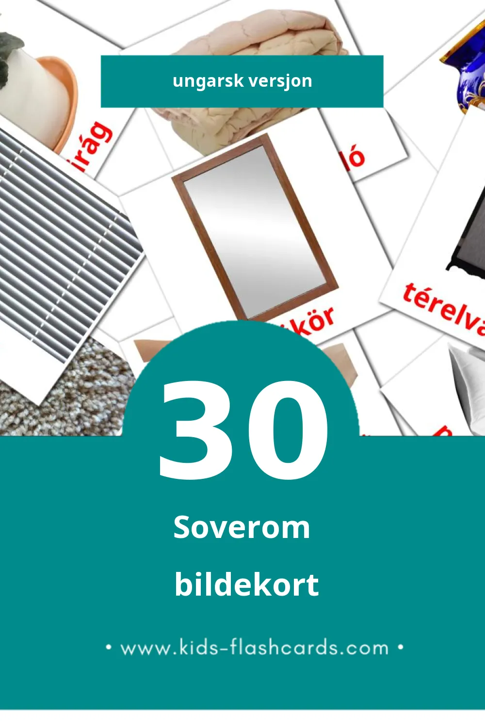 Visuelle Hálószoba bildekort for småbarn (30 kort på Ungarsk)