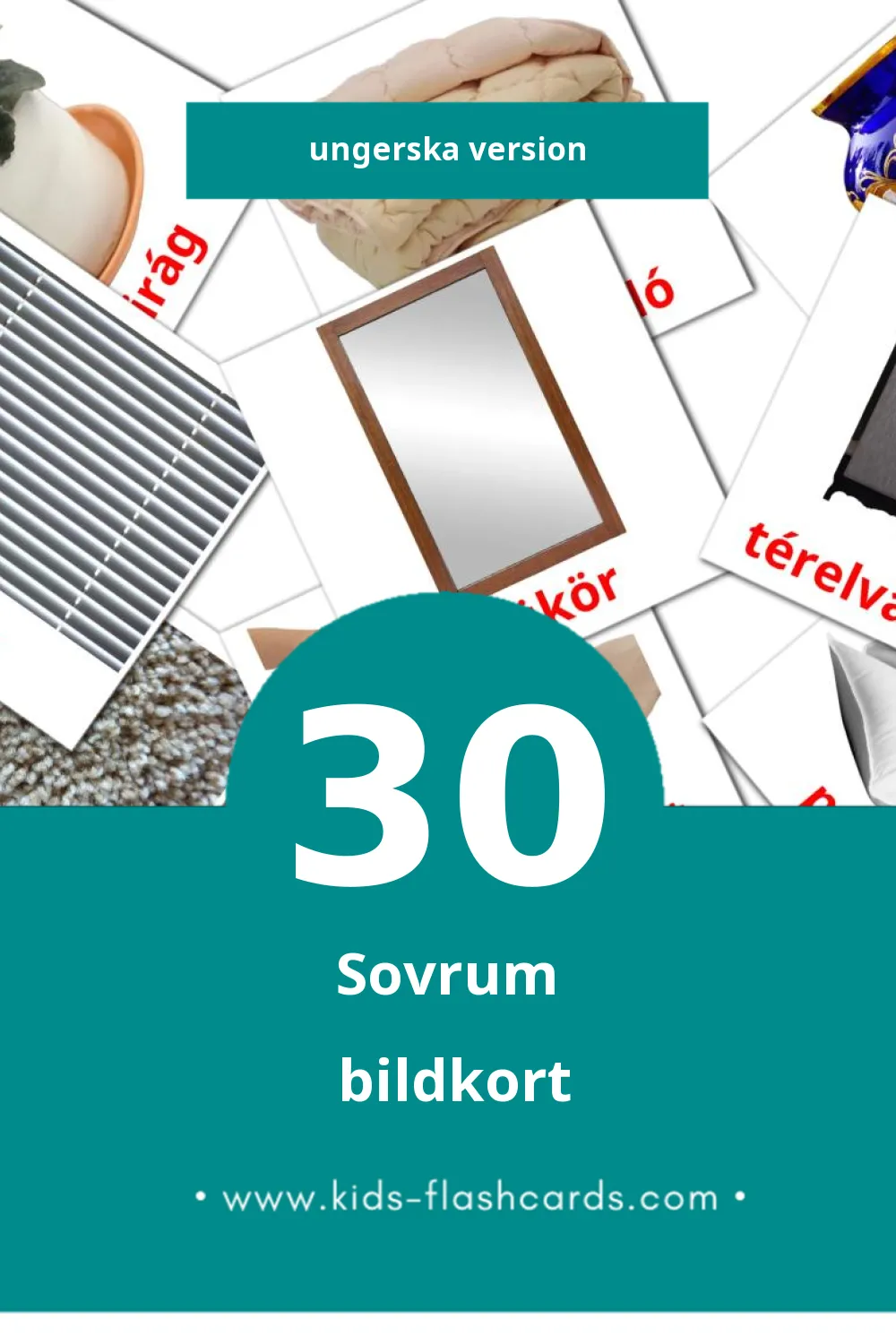 Visuella Hálószoba för småbarn (30 bildkort för barn på Ungerska)