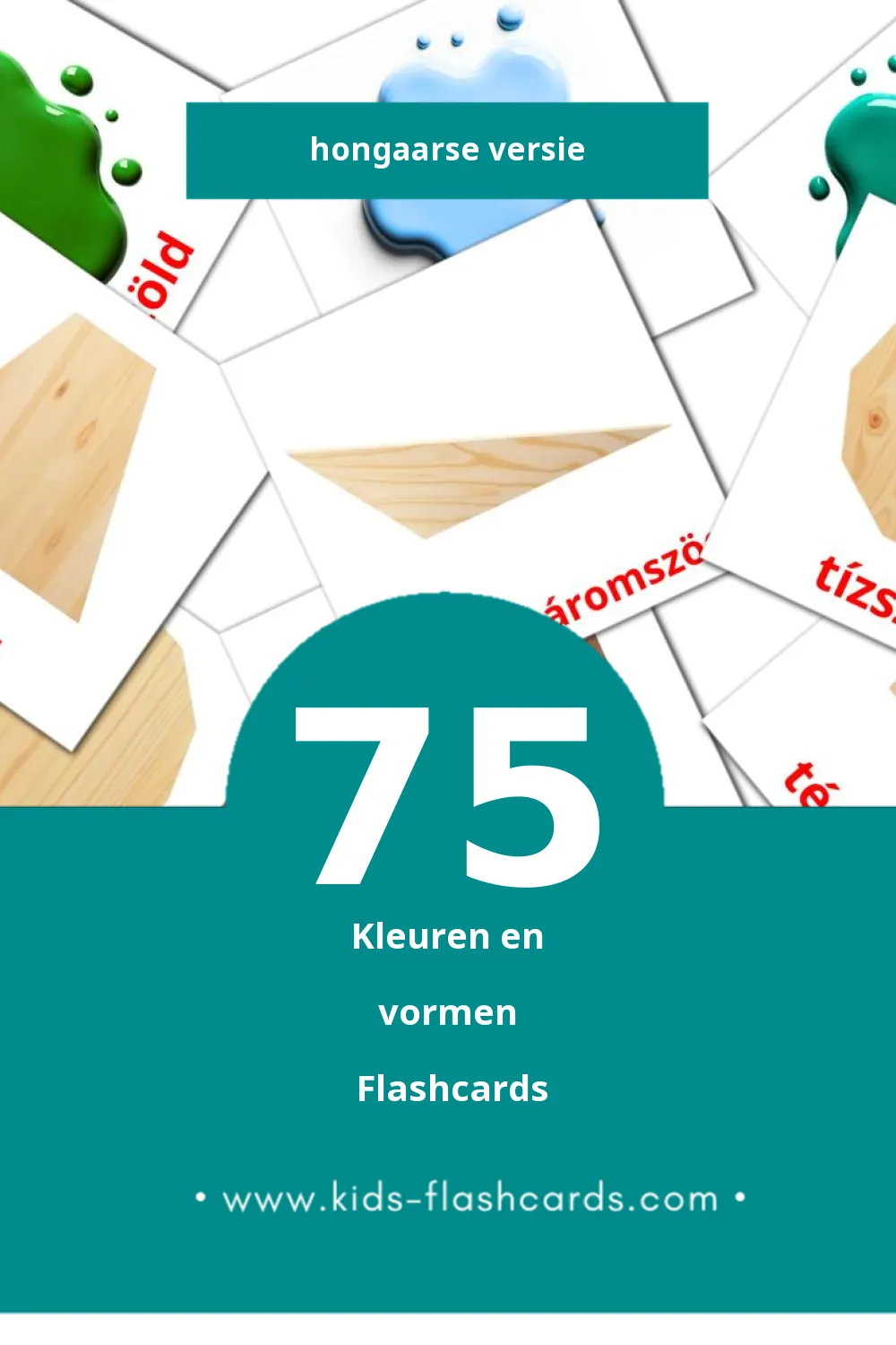 Visuele formák Flashcards voor Kleuters (75 kaarten in het Hongaars)