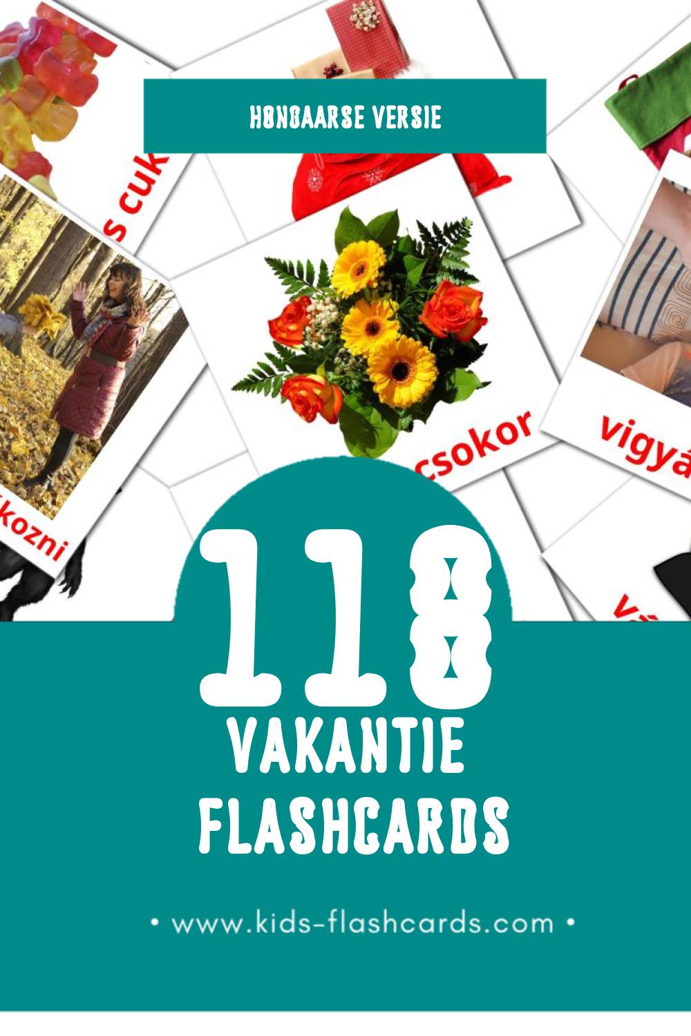 Visuele Ünnepek Flashcards voor Kleuters (118 kaarten in het Hongaars)