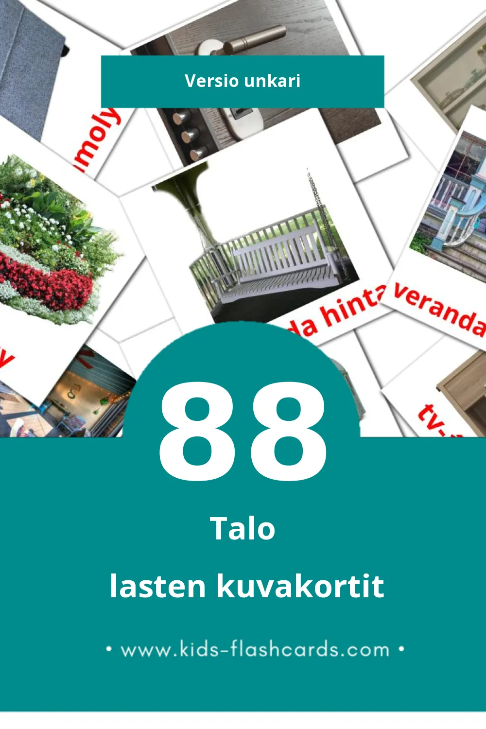 Otthon lasten kuvakortit pikkulapsille (88 korttia Unkariksi)