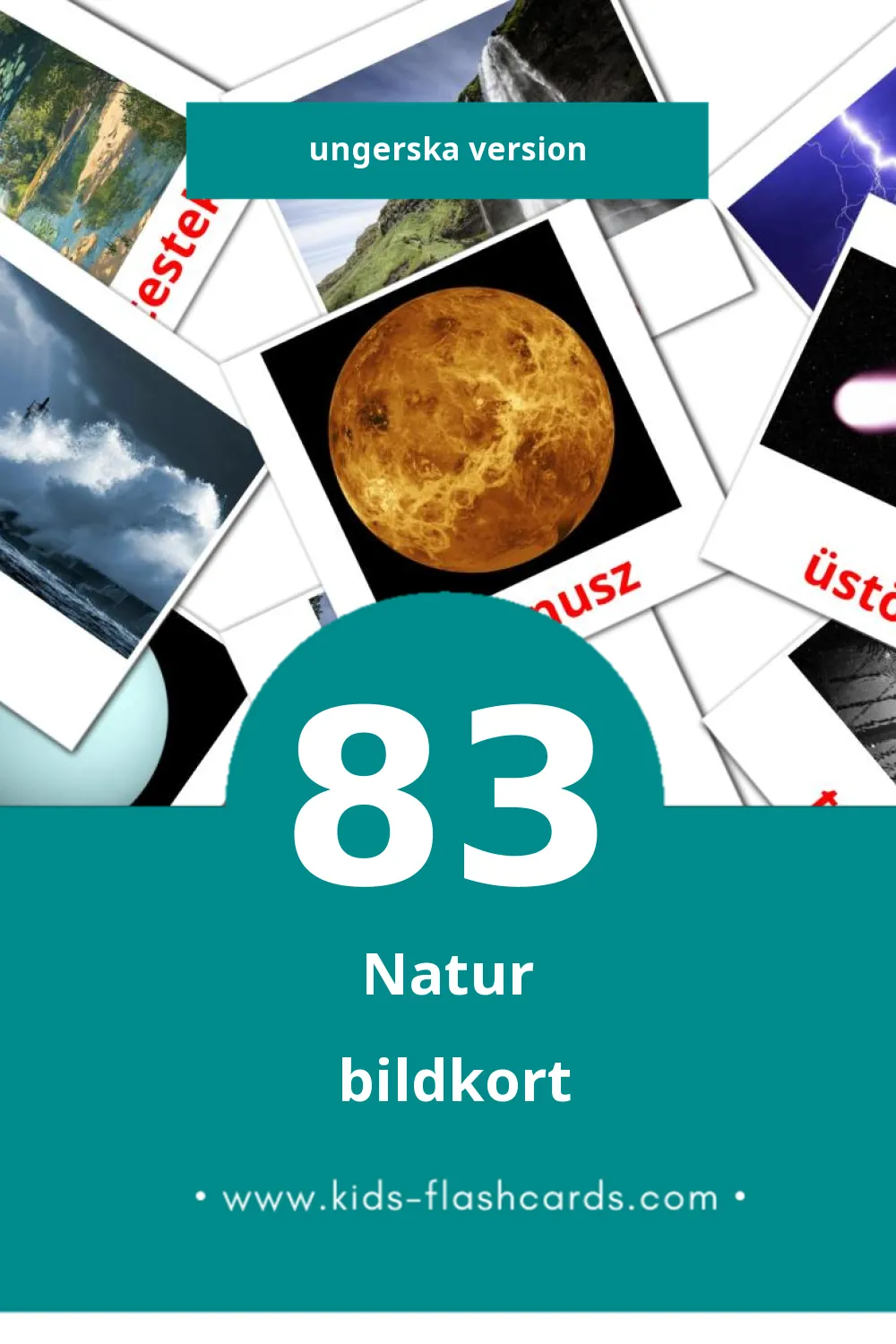 Visuella Természet för småbarn (83 bildkort för barn på Ungerska)