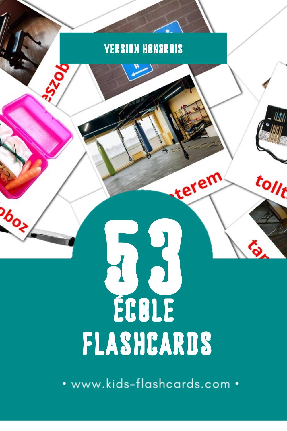 Flashcards Visual iskola pour les tout-petits (53 cartes en Hongrois)