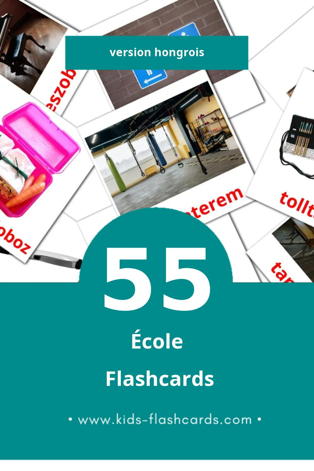 Flashcards Visual iskola pour les tout-petits (55 cartes en Hongrois)