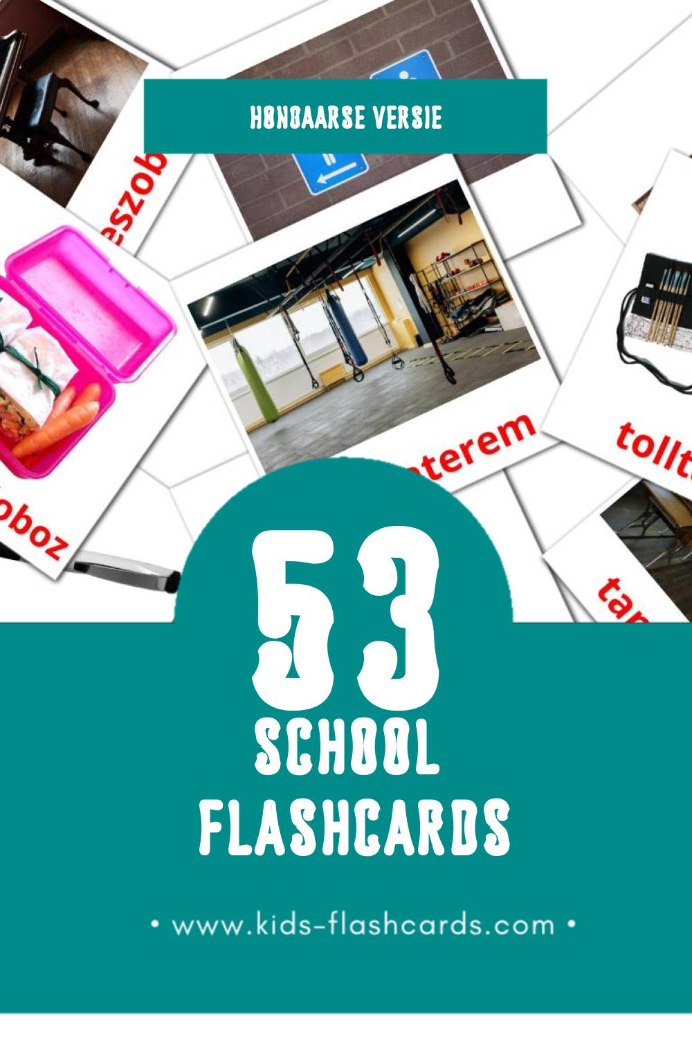 Visuele iskola Flashcards voor Kleuters (53 kaarten in het Hongaars)