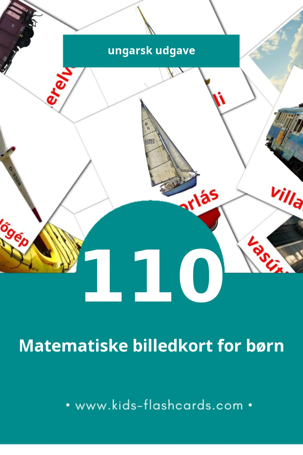 Visuelle billedkort for børn om szállítás til småbørn (110 kort på Ungarsk)