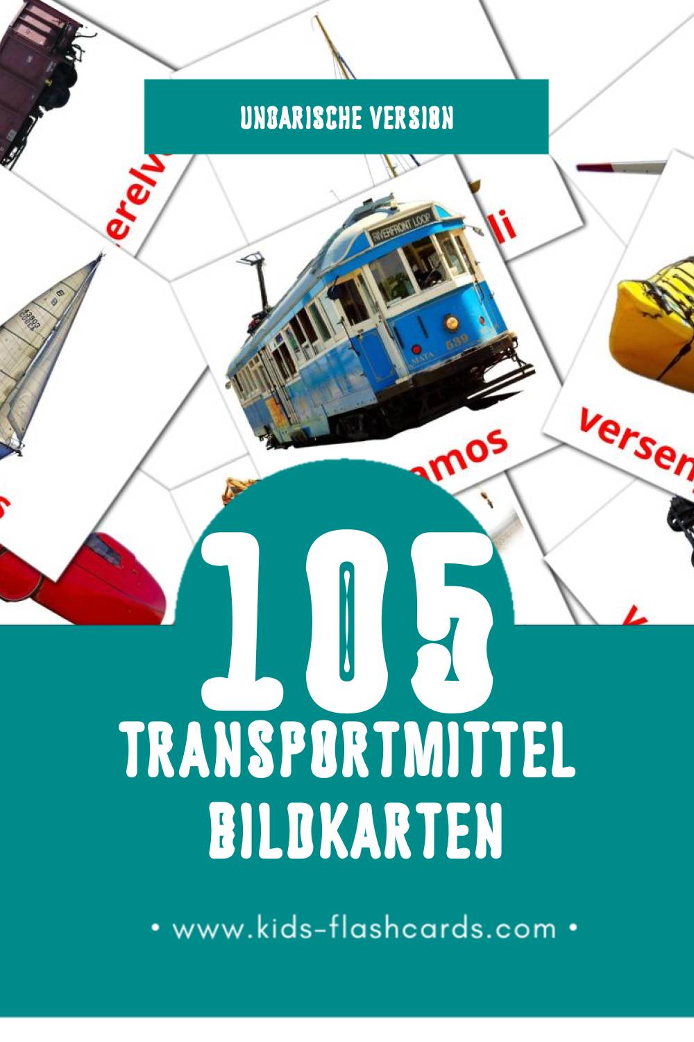 Visual szállítás Flashcards für Kleinkinder (105 Karten in Ungarisch)