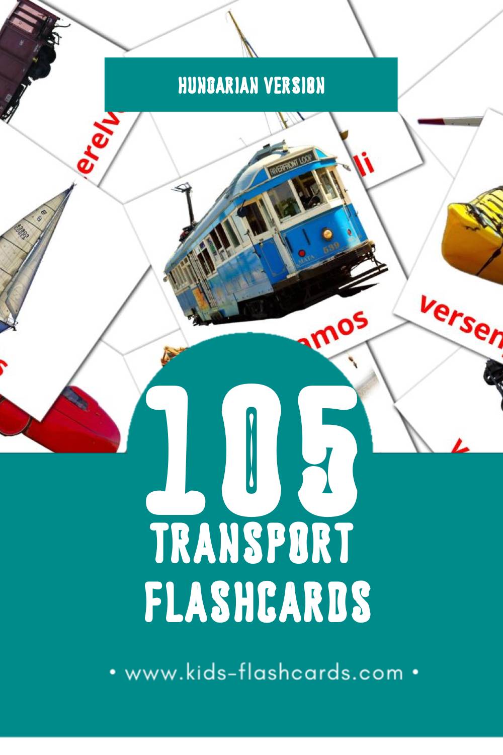 Visual szállítás Flashcards for Toddlers (108 cards in Hungarian)