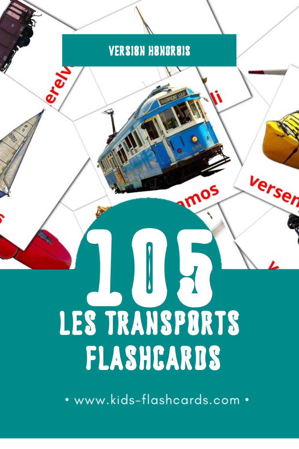 Flashcards Visual szállítás pour les tout-petits (105 cartes en Hongrois)