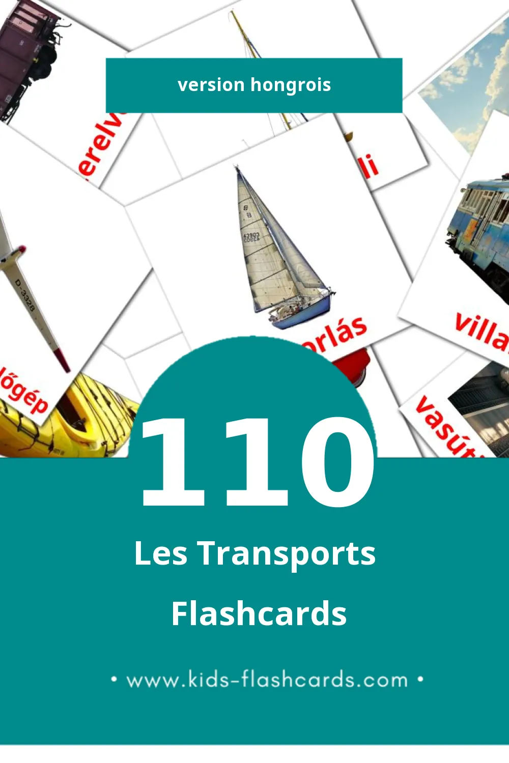 Flashcards Visual szállítás pour les tout-petits (110 cartes en Hongrois)