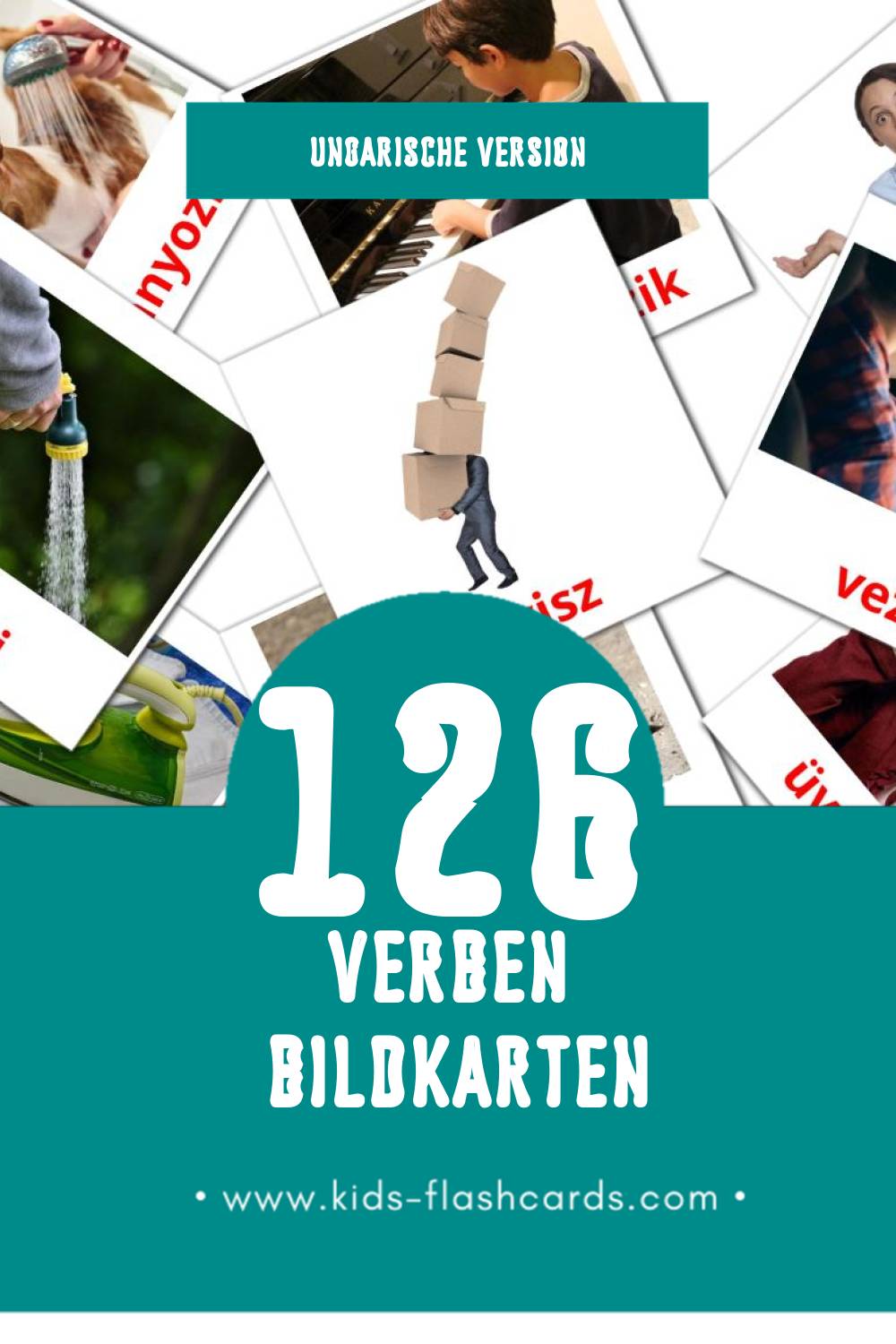 Visual Igék Flashcards für Kleinkinder (126 Karten in Ungarisch)