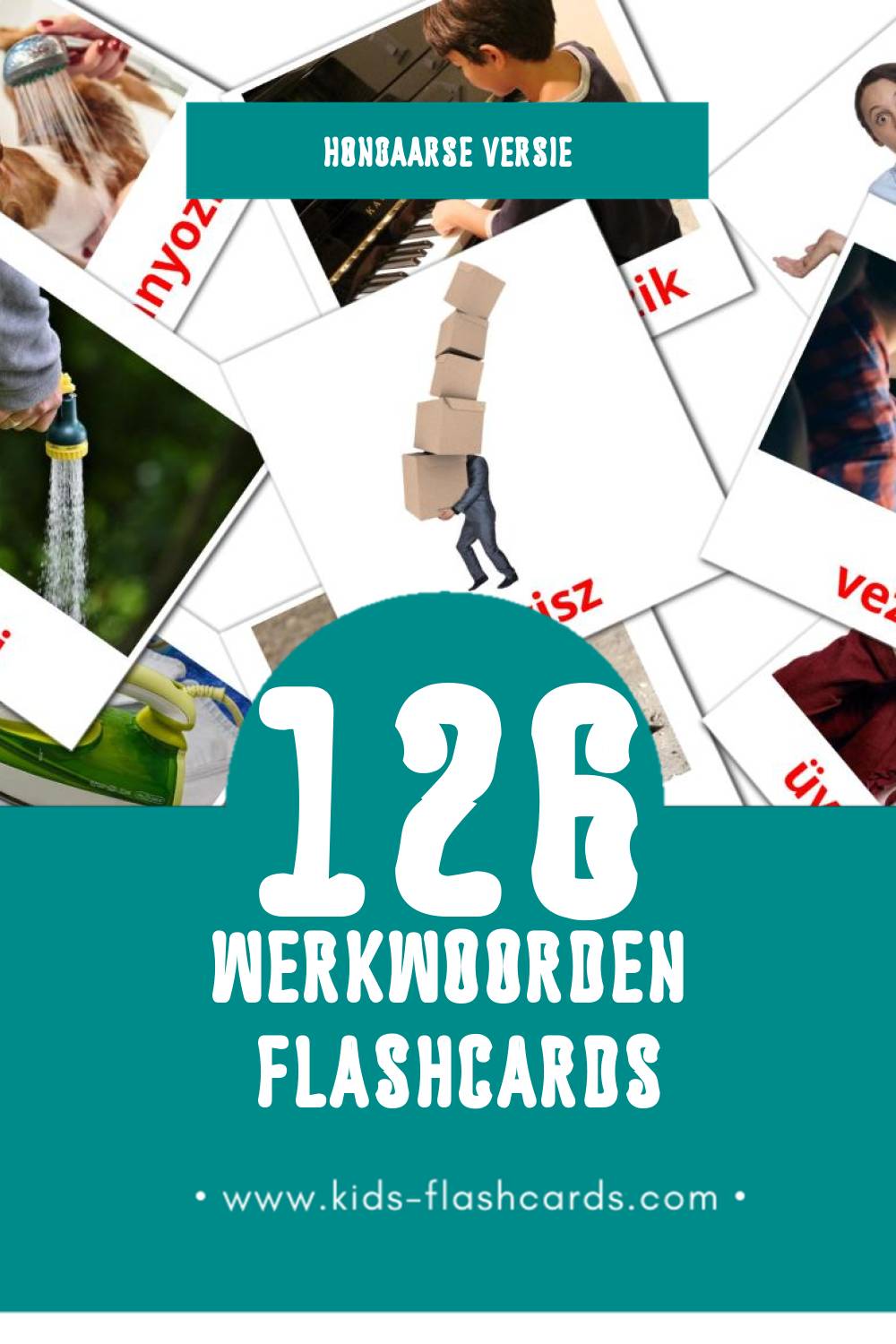 Visuele Igék Flashcards voor Kleuters (126 kaarten in het Hongaars)