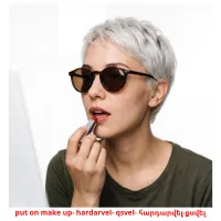 put on make up- hardarvel- qsvel- հարդարվել-քսվել picture flashcards