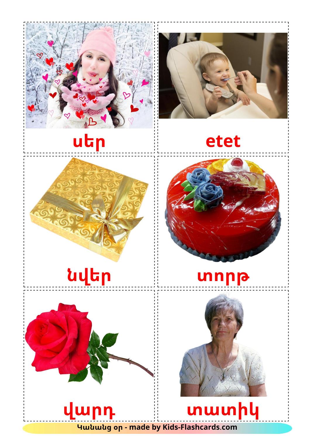 Mother's day - 25 Free Printable armenian Flashcards 