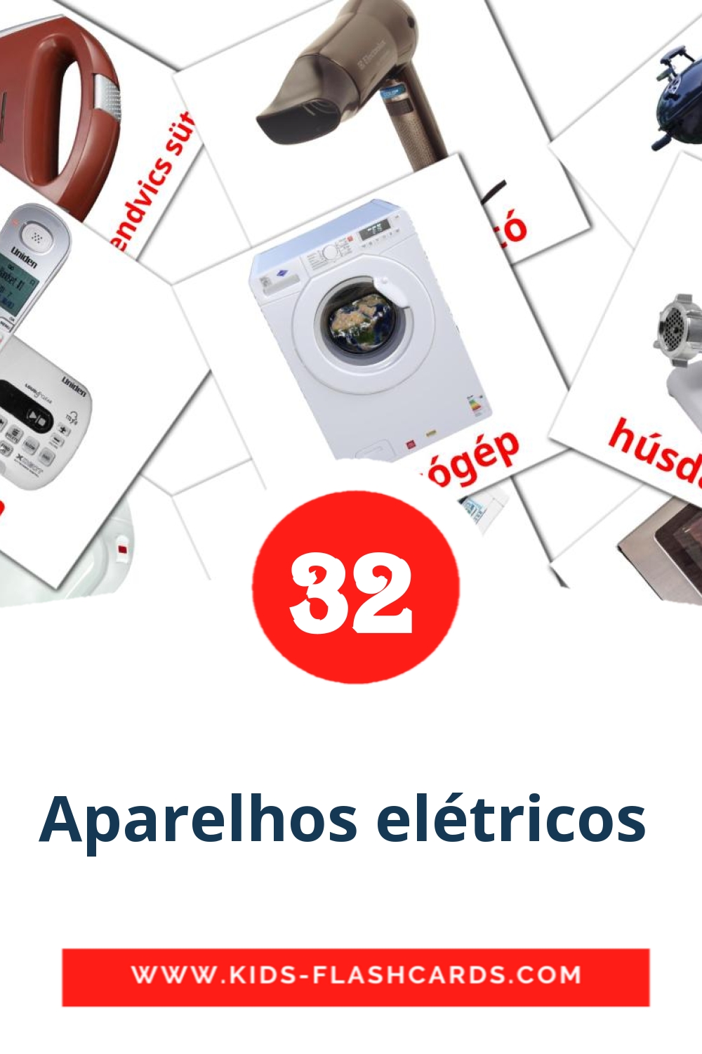 32 tarjetas didacticas de Aparelhos elétricos  para el jardín de infancia en armenio