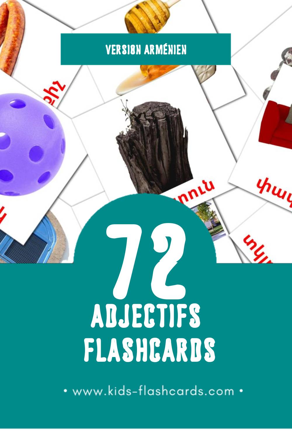 Flashcards Visual Ածական (անուն) pour les tout-petits (74 cartes en Arménien)