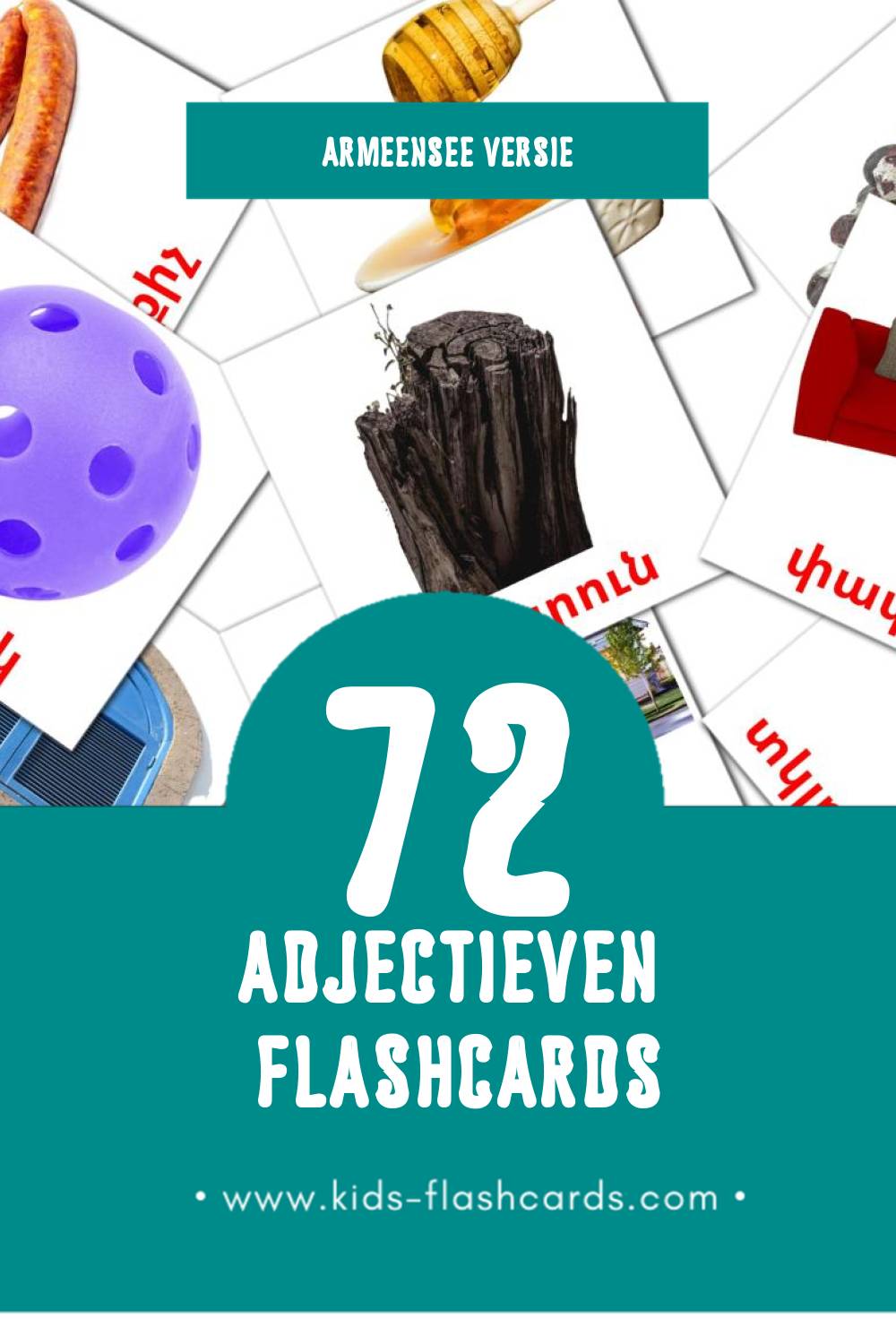 Visuele Ածական (անուն) Flashcards voor Kleuters (72 kaarten in het Armeense)