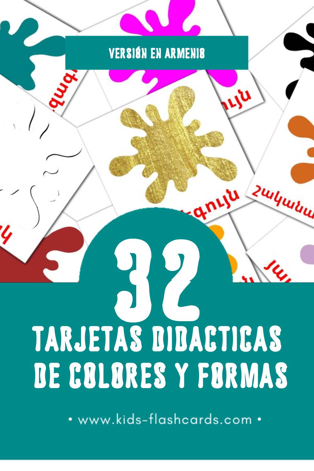 Tarjetas visuales de  գույներն ու ձևերը para niños pequeños (32 tarjetas en Armenio)