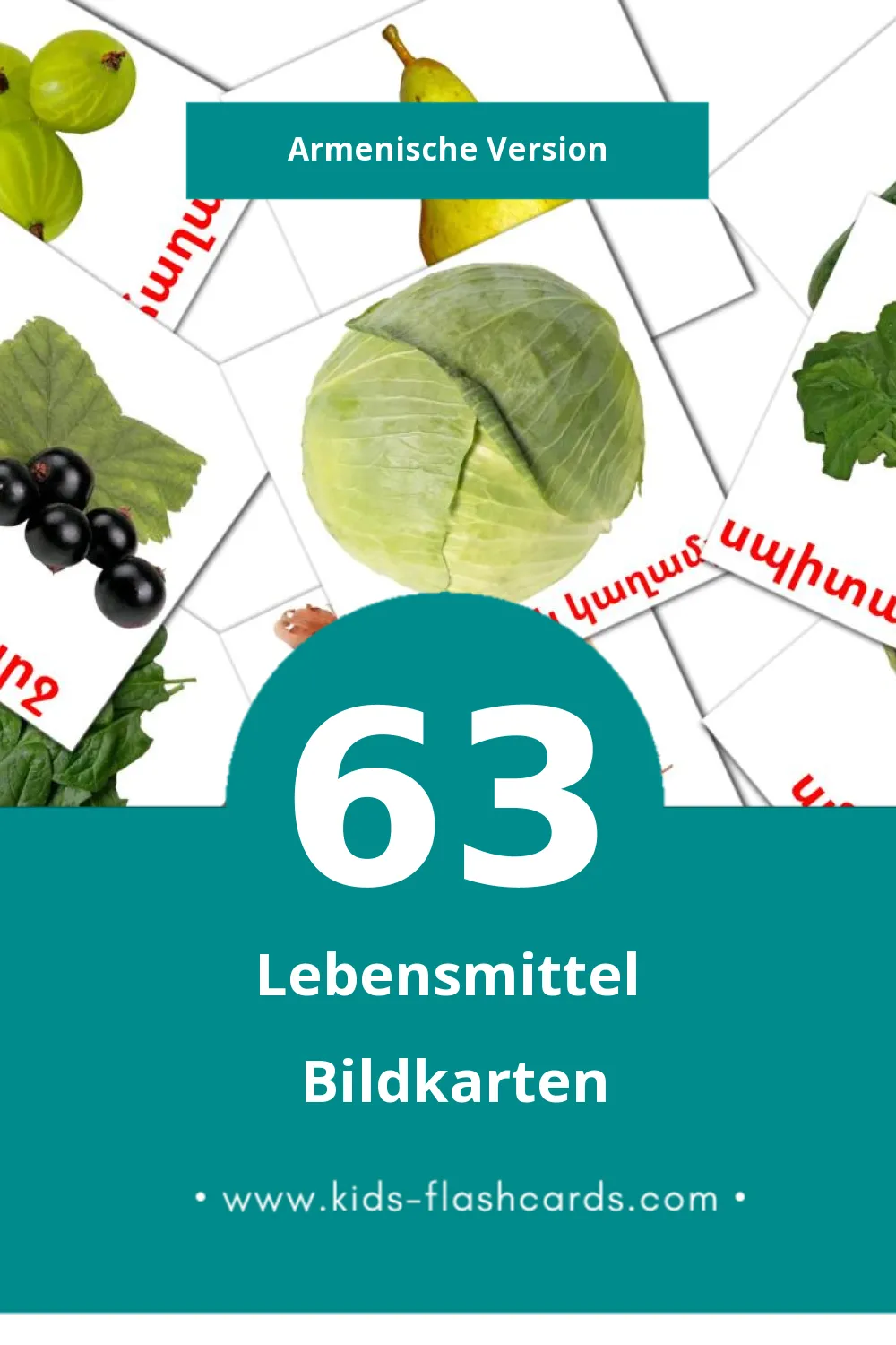 Visual Սնունդ Flashcards für Kleinkinder (63 Karten in Armenisch)