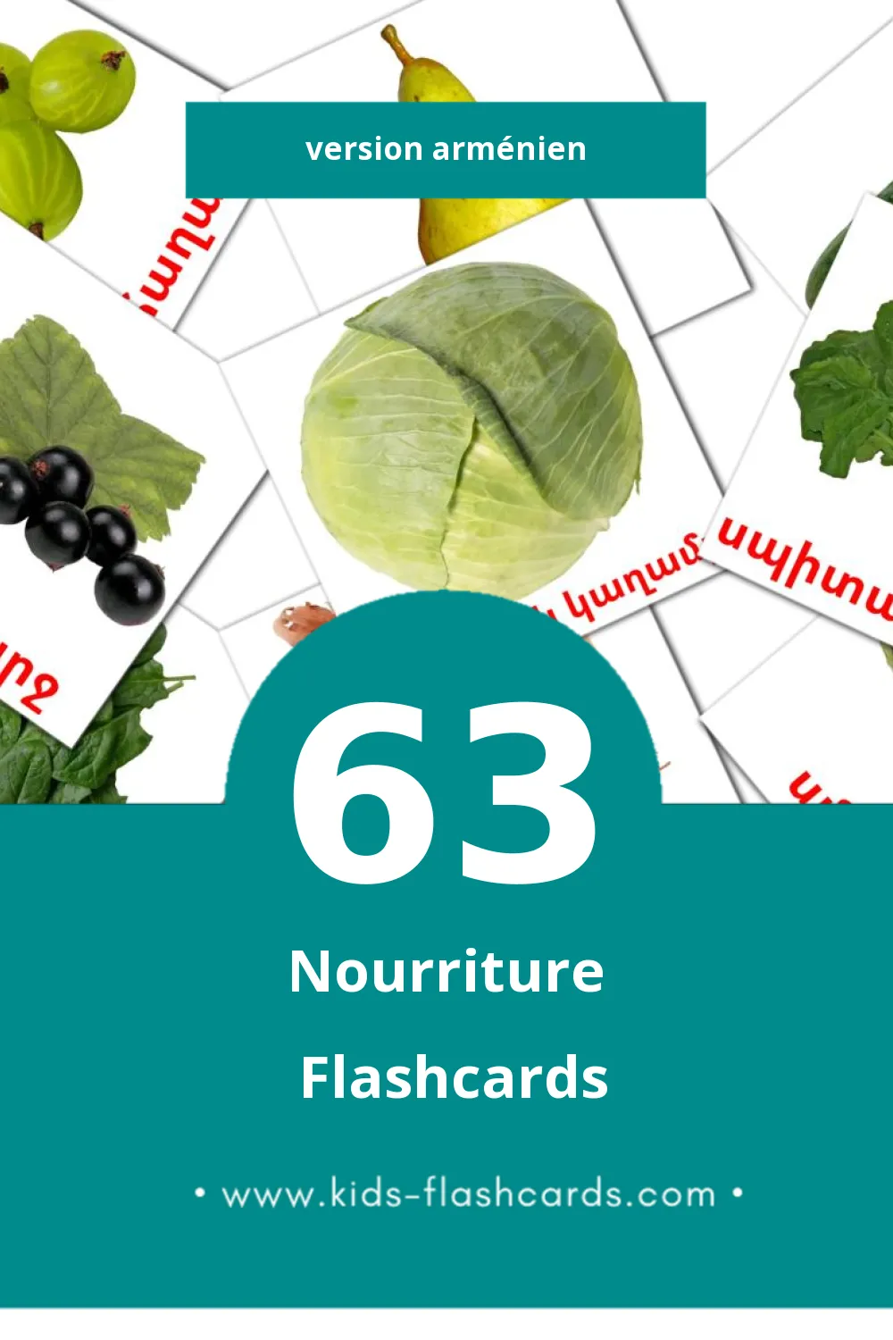 Flashcards Visual Սնունդ pour les tout-petits (63 cartes en Arménien)