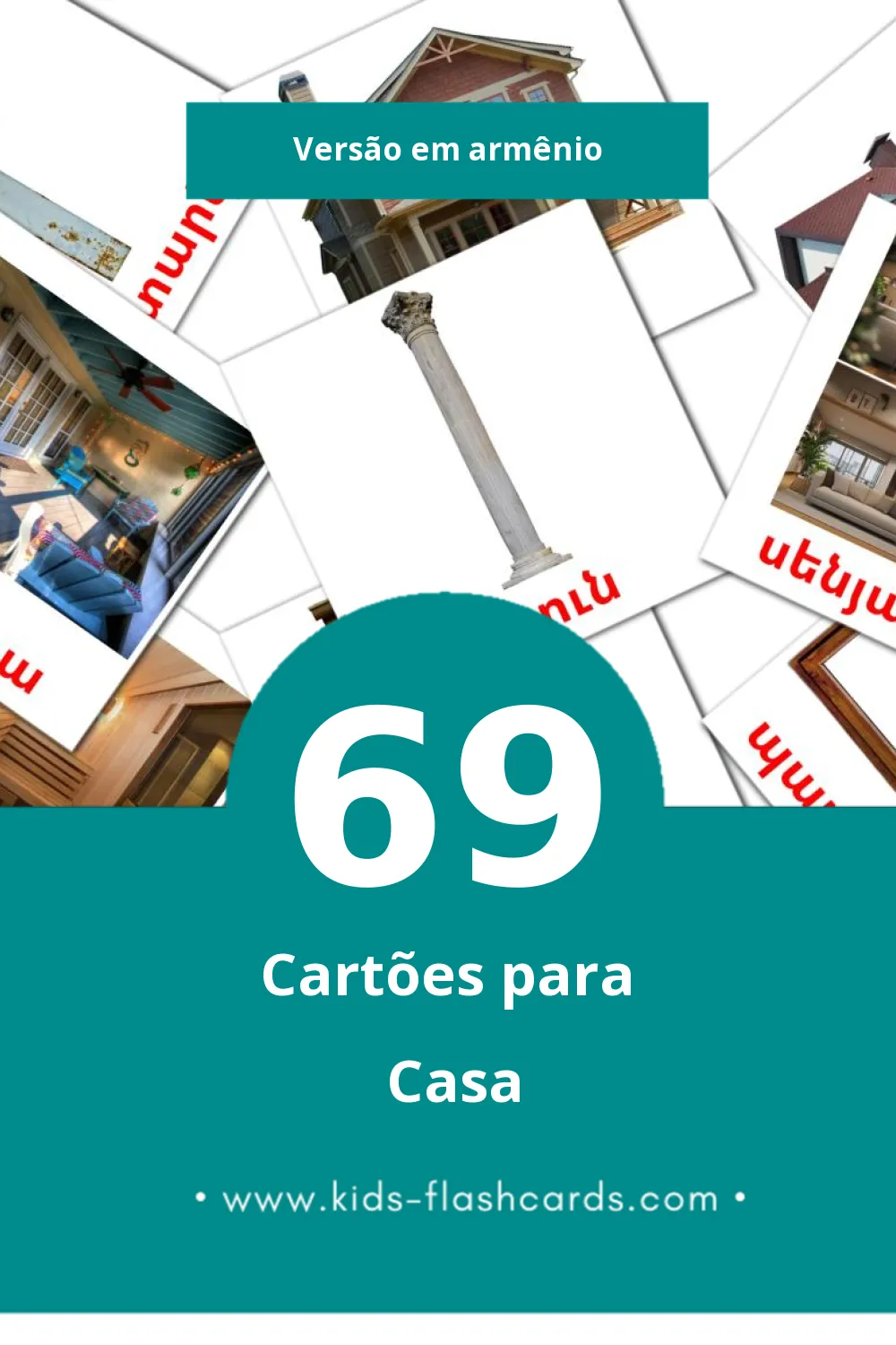 Flashcards de տուն Visuais para Toddlers (69 cartões em Armênio)