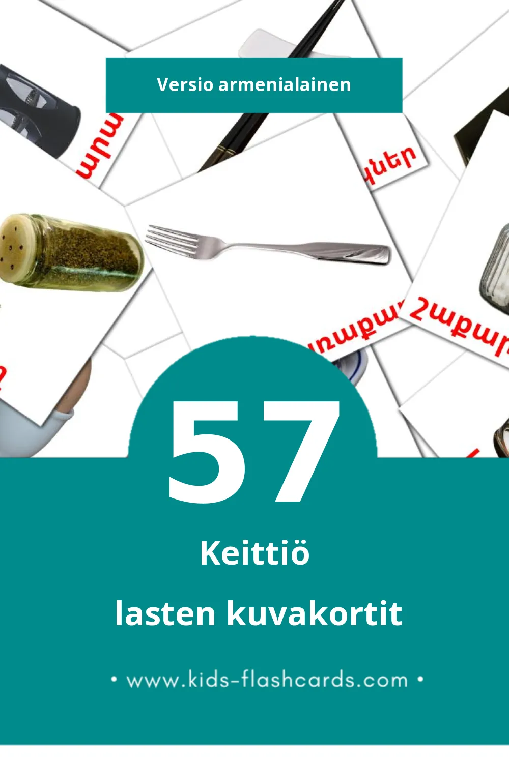 Խոհանոց lasten kuvakortit pikkulapsille (57 korttia Armenialaiseksi)