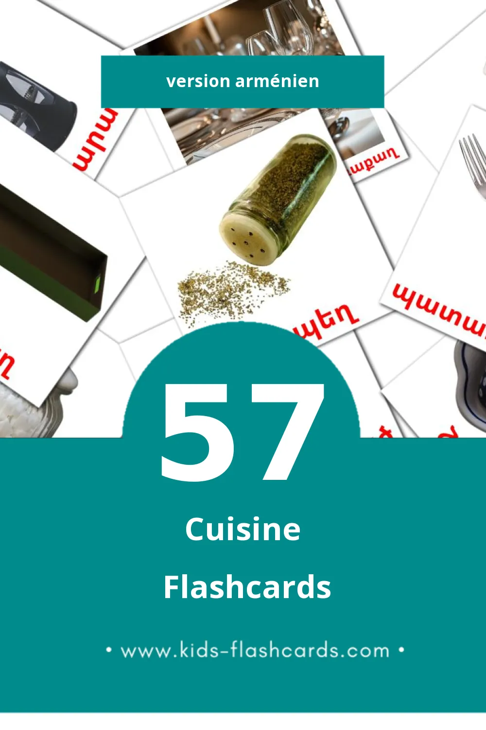 Flashcards Visual Խոհանոց pour les tout-petits (57 cartes en Arménien)