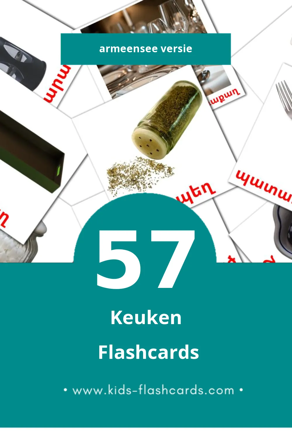 Visuele Խոհանոց Flashcards voor Kleuters (57 kaarten in het Armeense)